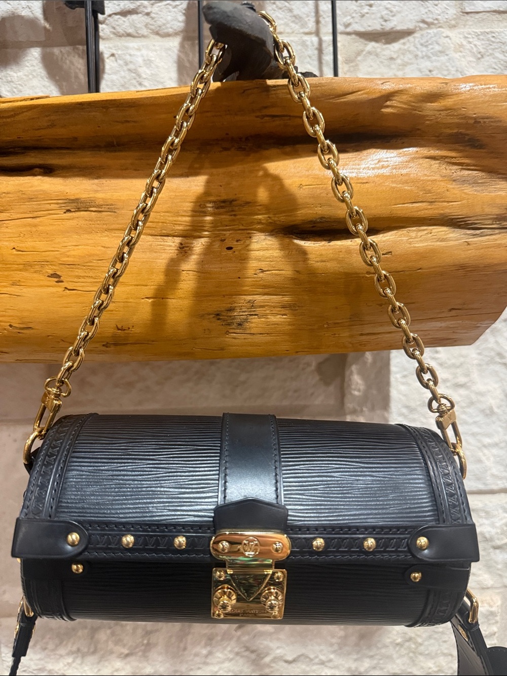 Louis Vuitton Epi Papillon Trunk Black Leather with Gold Tone Hardware 2 straps
